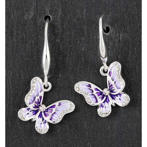 Joe Davies Elegant Butterfly Earrings Purple 204585