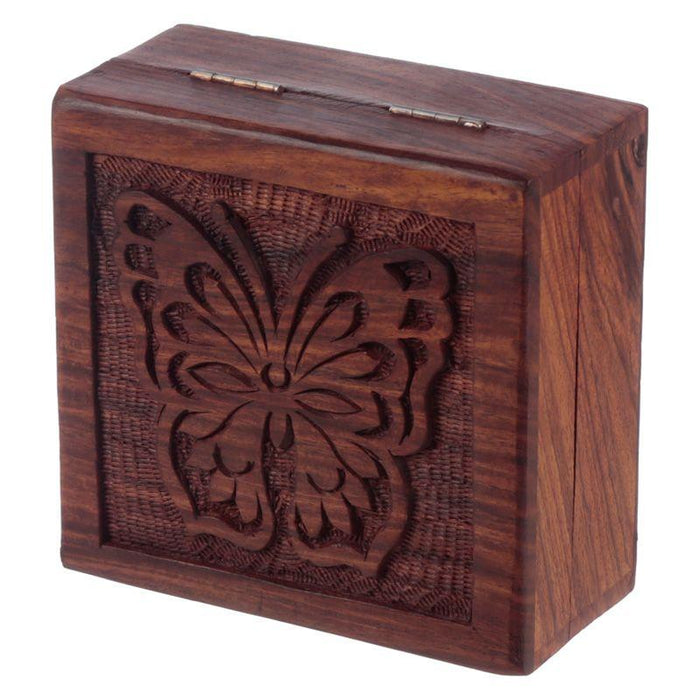 Puckator Trinket Box Sheesham Wood Butterfly Trinket Box IF212