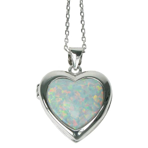 Zilver Designs Silver Jewellery Snow Opal Heart Locket Necklace SN4689