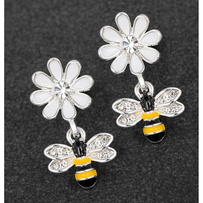 Joe Davies Bee And Flower Silver Plated Earrings 284287