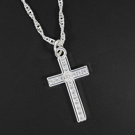 Joe Davies Sparkle Cross Silver Plated Necklace 334725