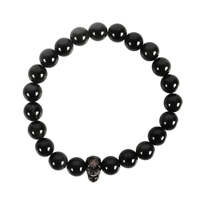 Something Different Wholesale Black Obsidian Skull Bracelet MT_23824