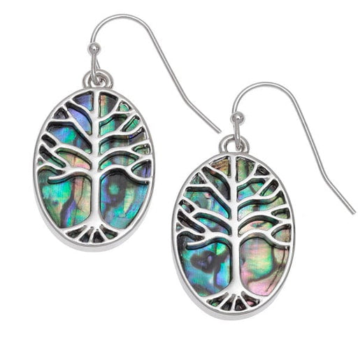 Talbot Fashions LLP Paua Oval Tree Of Life Hook Earrings TJ585