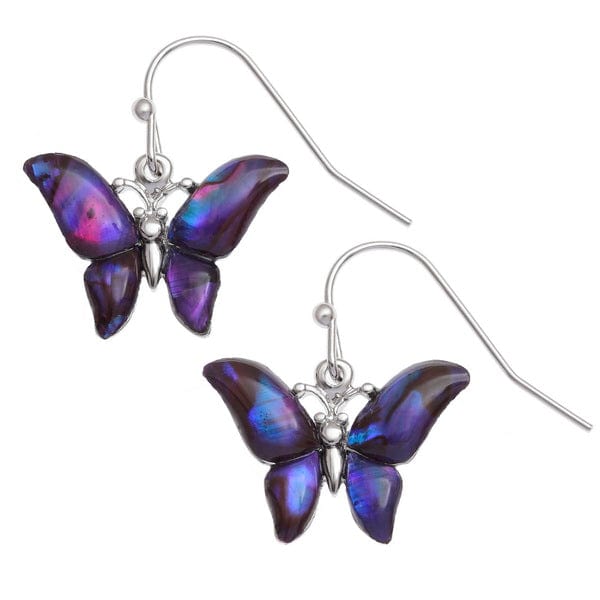 Talbot Fashions LLP Purple Paua Shell Butterfly Earrings TJ029