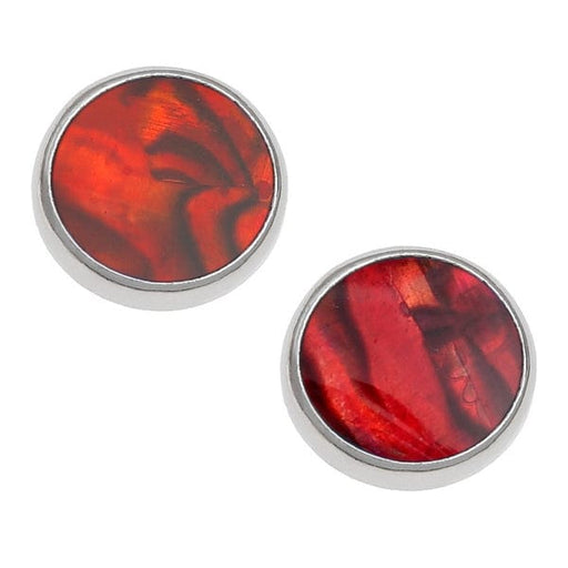 Talbot Fashions LLP Red Paua Shell Round Stud Earrings TJ601