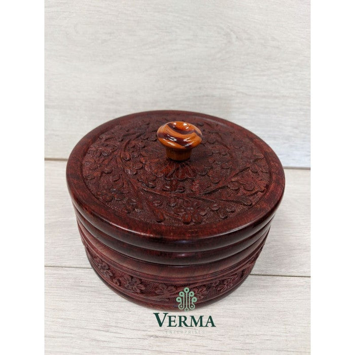 Verma Enterprises Round Carved Box 952-MIG