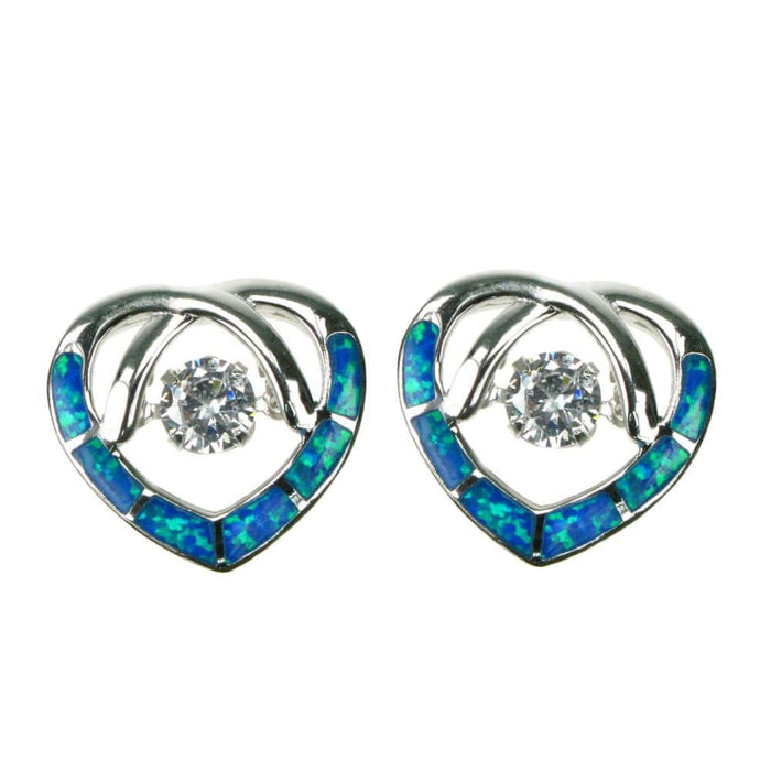 Zilver Designs Opal Heart Moving Stone Stud Earrings SE4200