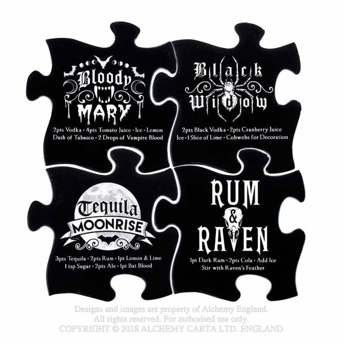 Alchemy Coasters Gothic Cocktail Set of 4 Jigsaw Coasters By Alchemy CJ1