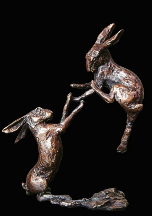 Art in Bronze Bronze Figurine Boxing Hares Butler & Peach Miniature Bronze Sculpture 2012