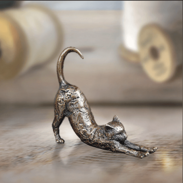 Art in Bronze Bronze Figurine Cat Stretching Butler & Peach Miniature Bronze Sculpture 2020