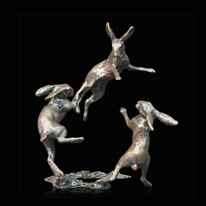 Art in Bronze Bronze Figurine Hares Dancing Butler & Peach Miniature Bronze Sculpture 2079