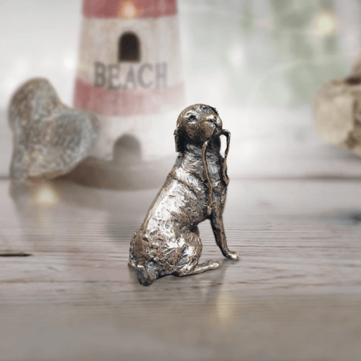 Art in Bronze Bronze Figurine Labrador with Lead Butler & Peach Miniature Bronze Sculpture 2019