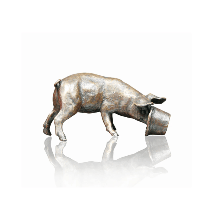 Art in Bronze Bronze Figurine Little Pig Butler & Peach Miniature Bronze Sculpture 1039