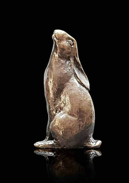Art in Bronze Bronze Figurine Moon Gazing Hare Butler & Peach Miniature Bronze Sculpture 2080