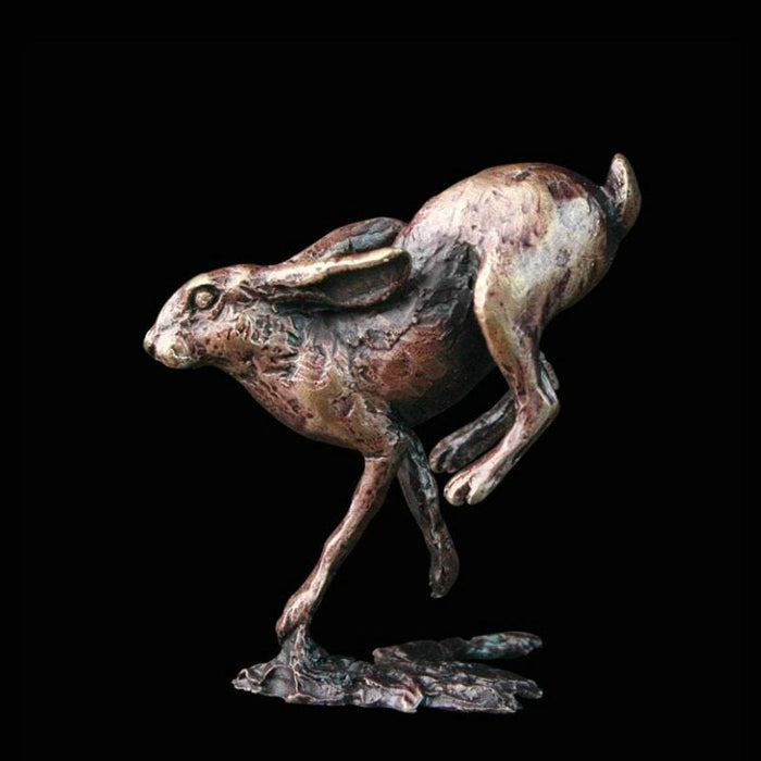 Art in Bronze Bronze Figurine Running Hare Butler & Peach Miniature Bronze Sculpture 2042