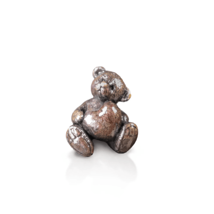 Art in Bronze Bronze Figurine Teddy Bear with Love Heart Butler & Peach Miniature Bronze Sculpture 2094