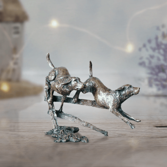 Art in Bronze Bronze Figurine Two bronze Labradors Running Butler & Peach Miniature Bronze Sculpture 2021