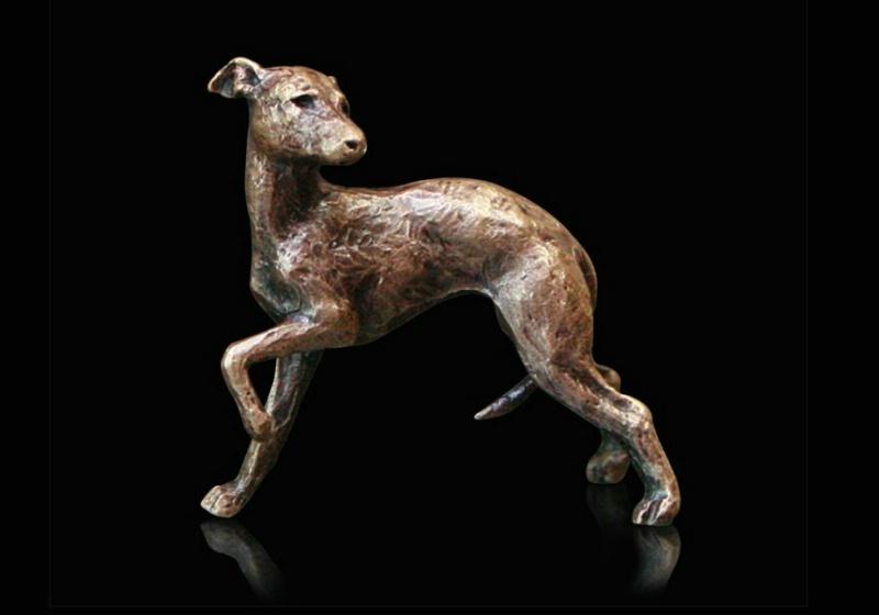 Art in Bronze Bronze Figurine Whippet Butler & Peach Miniature Bronze Sculpture 2060