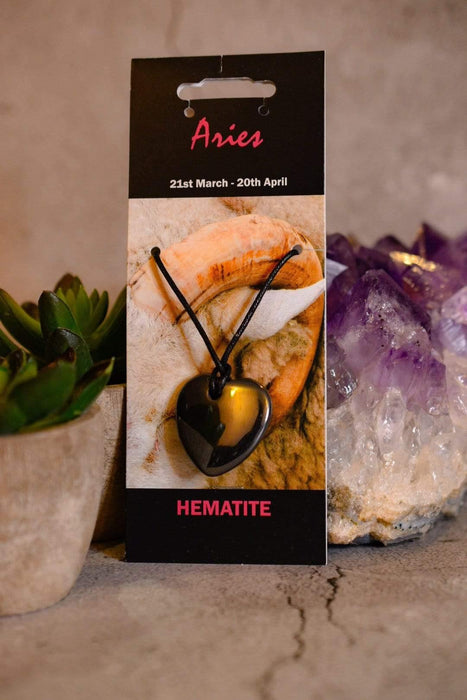 Crystal Classics Birthstone Jewellery Aries Hematite Heart Pendant NZ15