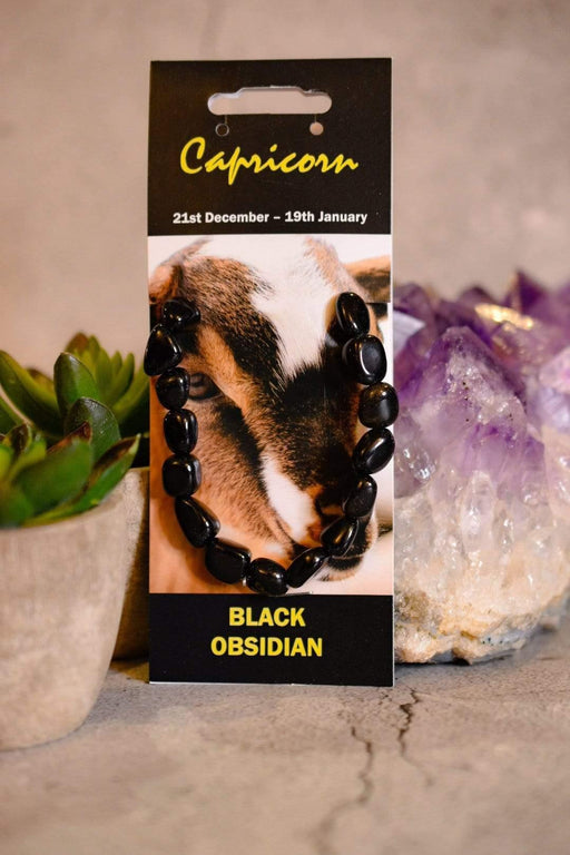 Crystal Classics Birthstone Jewellery Capricorn Black Obsidian Bracelet NZ12
