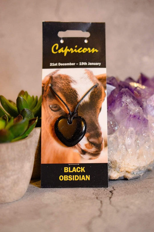 Crystal Classics Birthstone Jewellery Capricorn Black Obsidian Pendant NZ24