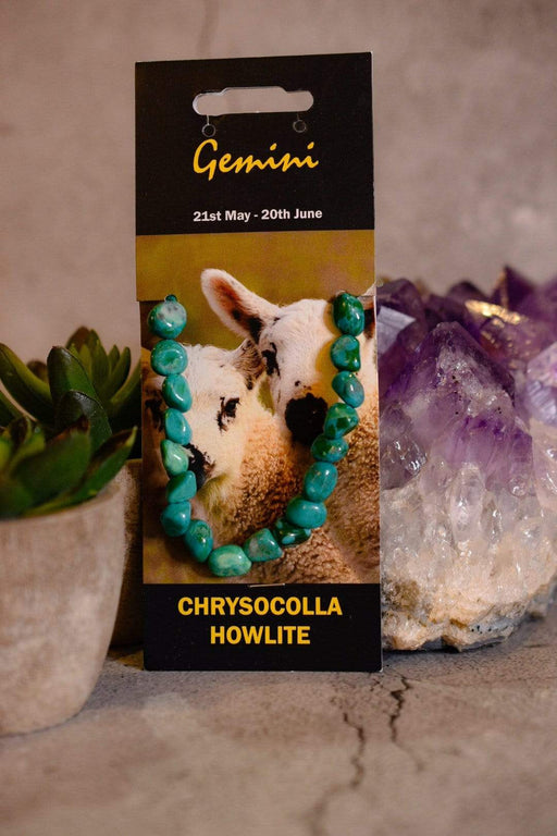 Crystal Classics Birthstone Jewellery Gemini Chrysocolla Howlite Bracelet NZ05