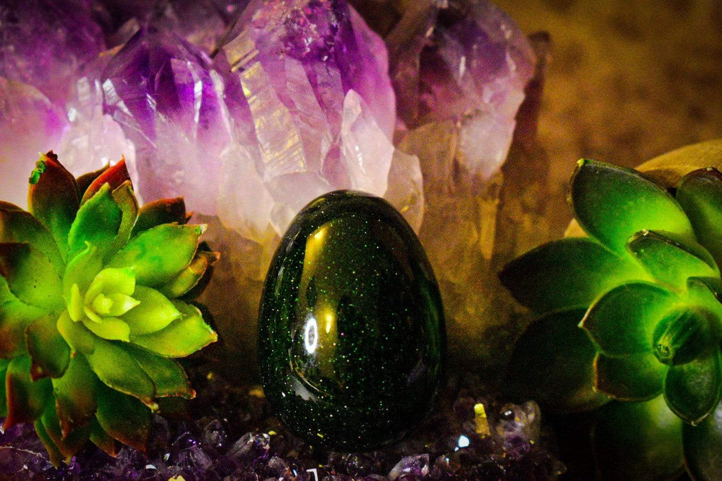 Crystal Classics Crystal Egg Goldstone Green Crystal Egg EM48