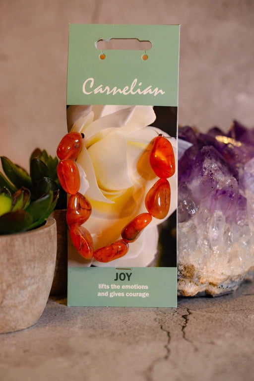 Crystal Classics Crystal Healing Jewellery Carnelian Beaded Gemstone Bracelet for Joy NG02