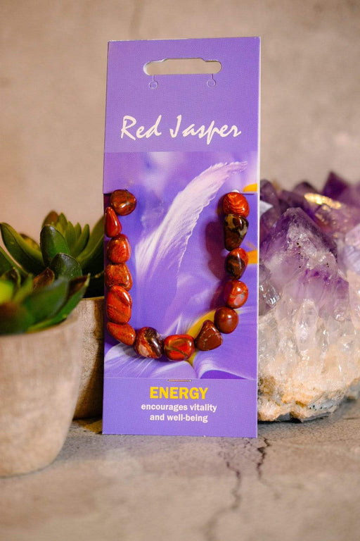 Crystal Classics Crystal Healing Jewellery Red Jasper Beaded Gemstone Bracelet for Energy NG10