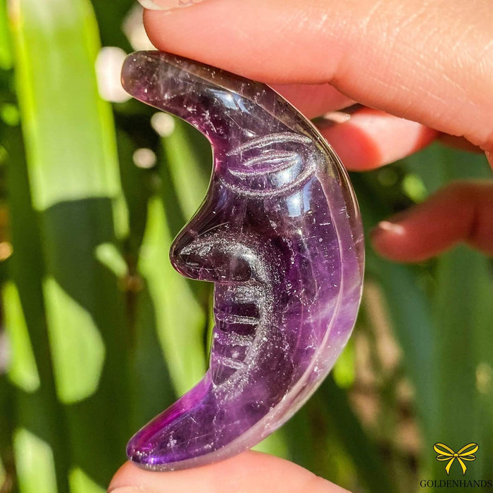 Dolphin Minerals Gemstone Large Amethyst Carved Moon