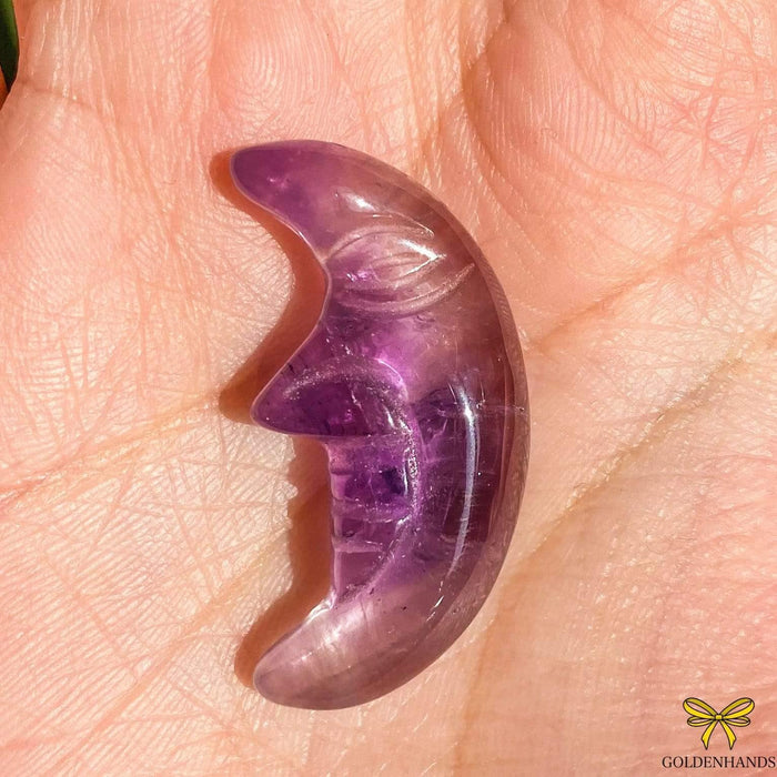 Dolphin Minerals Gemstone Amethyst Carved Moon