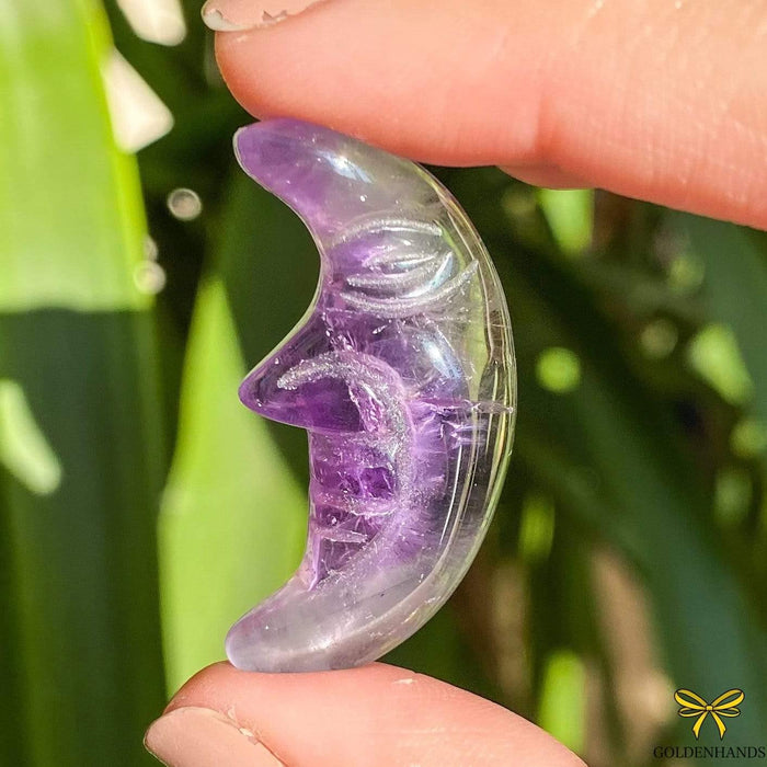 Dolphin Minerals Gemstone Small Amethyst Carved Moon