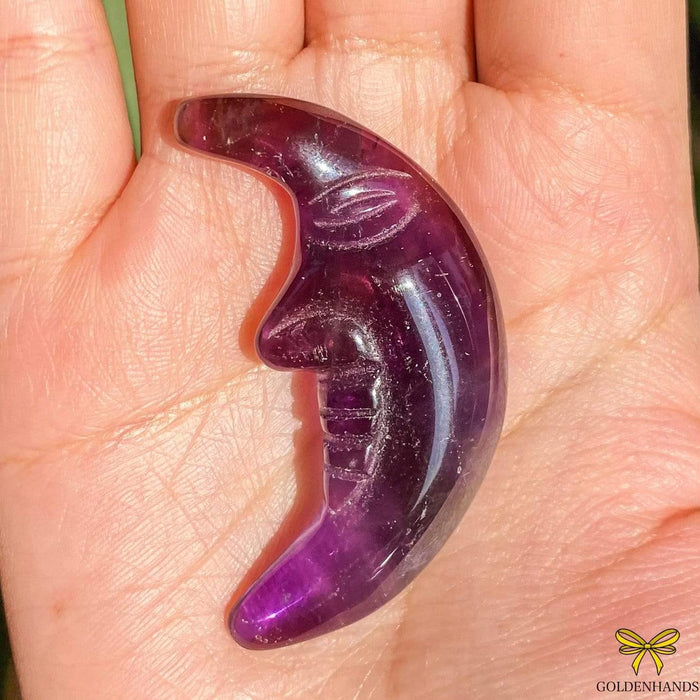 Dolphin Minerals Gemstone Amethyst Carved Moon