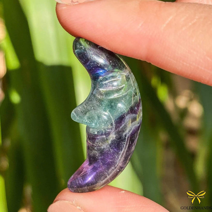 Dolphin Minerals Gemstone Small Fluorite Carved Moon