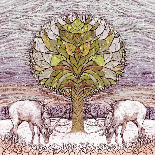Fays Studio Greeting Card Two Stags Under Tree Greeting Card TW63