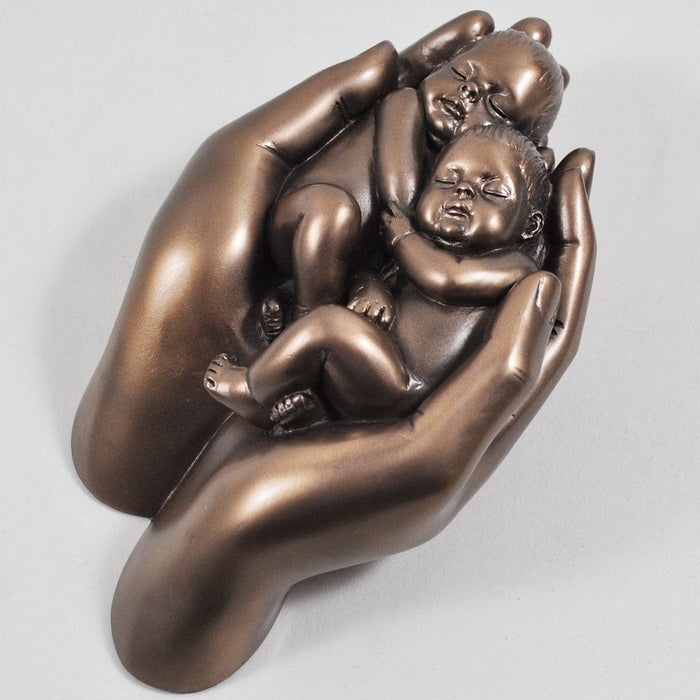 Fiesta Bronze Figurine BABIES IN HAND, COLD CAST BRONZE SCULPTURE BY LOVE IS BLUE 1687