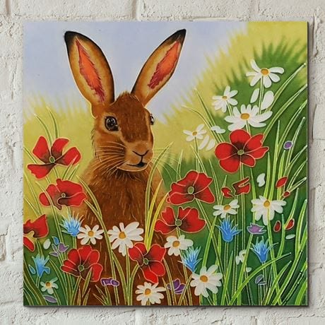 Fiesta Hare In Flowers Tile 5855