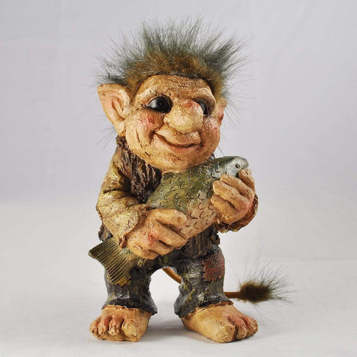 Fiesta Troll Figurine Holding a Fish Troll Garden Ornament 80011