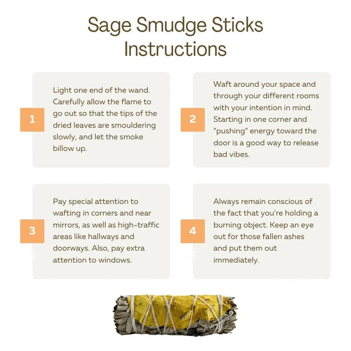 GLOBAL 1ST Smudge Stick Sage Smudge Stick White Sage and Yellow Petals 4-Inch VN-0250-SMDG-03-10CM