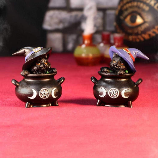 Nemesis Now Cat Figurine Hubble and Bubble Witches Familiar Black Cat and Cauldron Figurines U5480T1