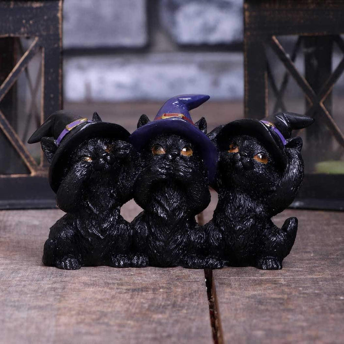 Nemesis Now Cat Figurine Three Wise Black Cats See No Hear No Speak No Evil Familiar Figurine U5501T1
