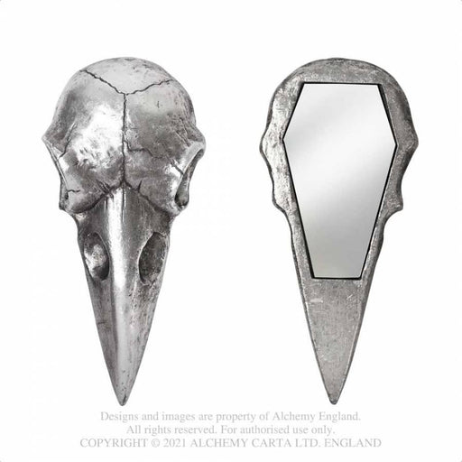 GOLDENHANDS Mirrors Raven Skull Antique Silver Hand Mirror By Alchemy V99S