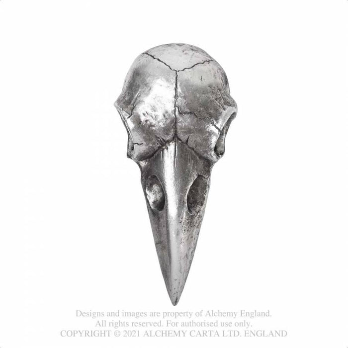 GOLDENHANDS Mirrors Raven Skull Antique Silver Hand Mirror By Alchemy V99S