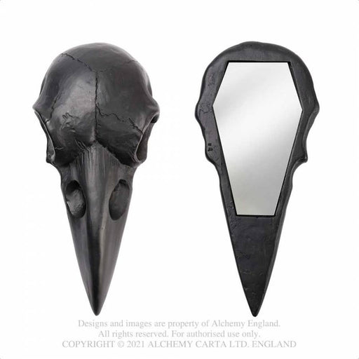 GOLDENHANDS Mirrors Raven Skull Black Hand Mirror By Alchemy V99B