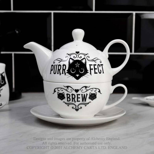 GOLDENHANDS Teapot Purrfect Brew: Tea for One Teapot Set By Alchemy ATS4