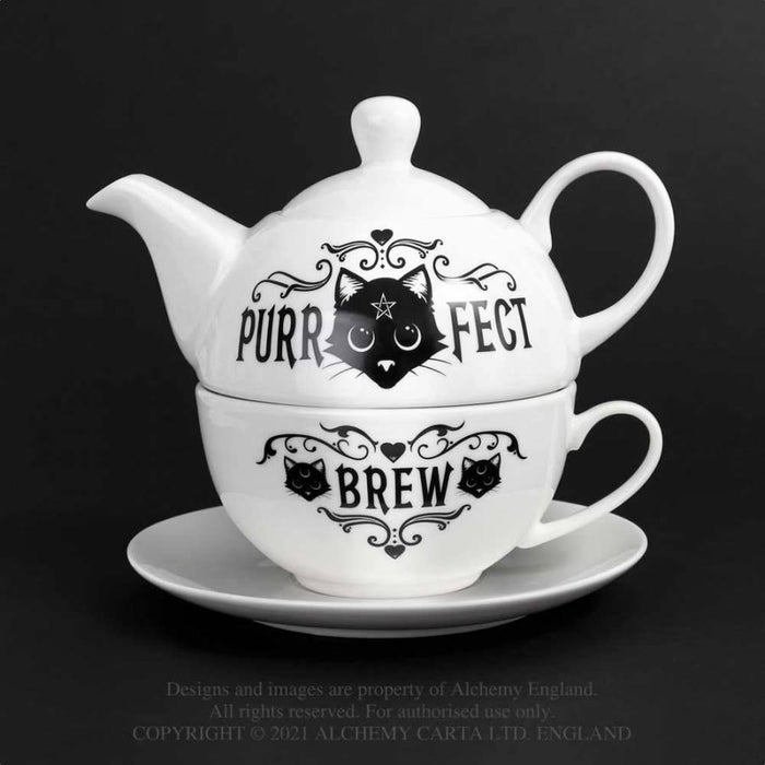 GOLDENHANDS Teapot Purrfect Brew: Tea for One Teapot Set By Alchemy ATS4