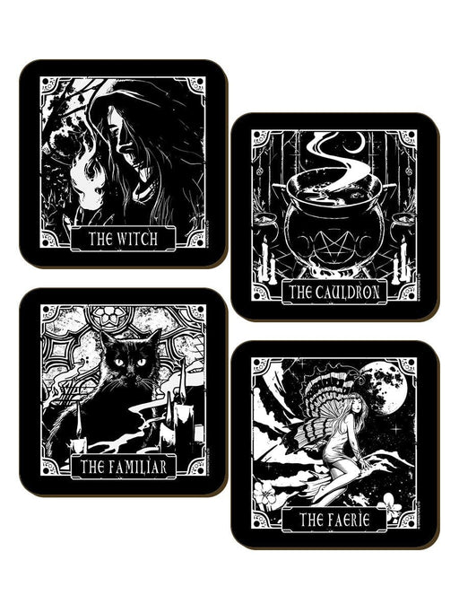 Grindstore Witch, Cauldron, Familiar & Faerie Set 4 Piece Coaster Set CSTRPK123