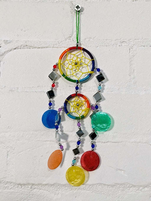 Gringo Shell And Mirror Rainbow Dream Catcher DRC487