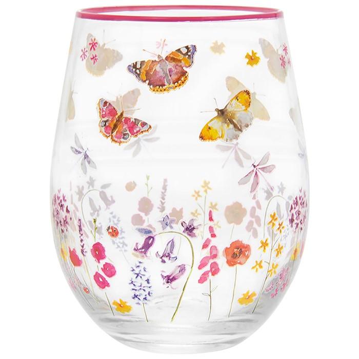 Joe Davies Glass Tableware Butterfly Garden Country Side Tumbler Stemless Glass LP46734