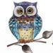 Joe Davies Hanging Plaque Blue Bright Metallic Owl Plaque 281052BLUE